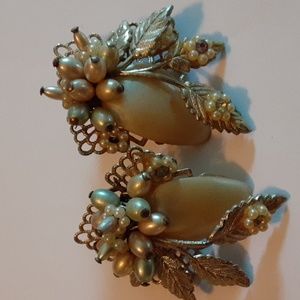 Vintage Earrings 1950's, beautiful about 2 inches long about 1 1/2 wide